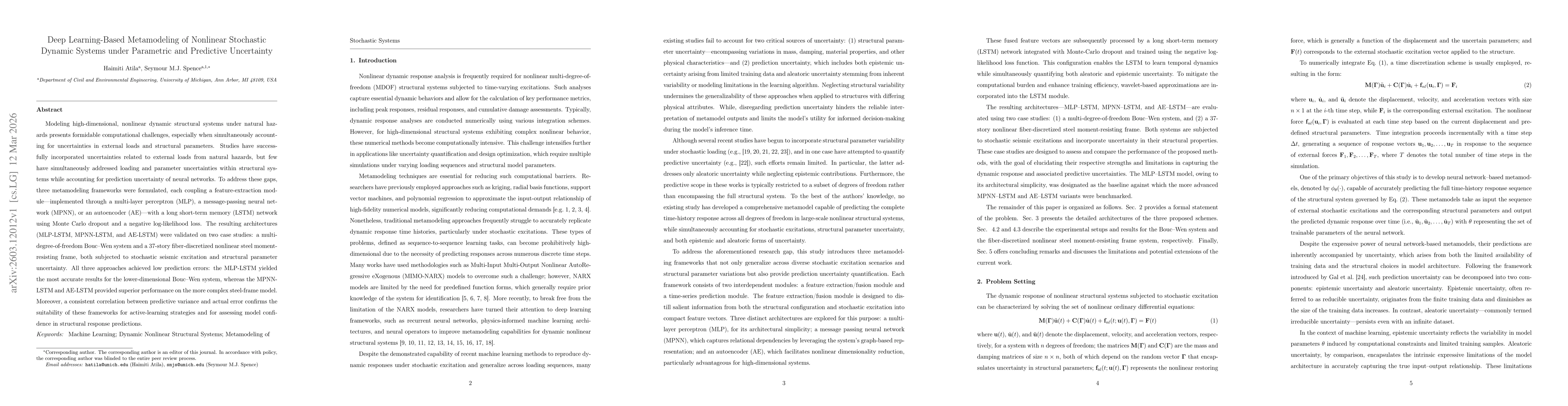 Thumbnail for Deep Learning-Based Metamodeling of Nonlinear Stochastic Dynamic Systems under Parametric and Predictive Uncertainty