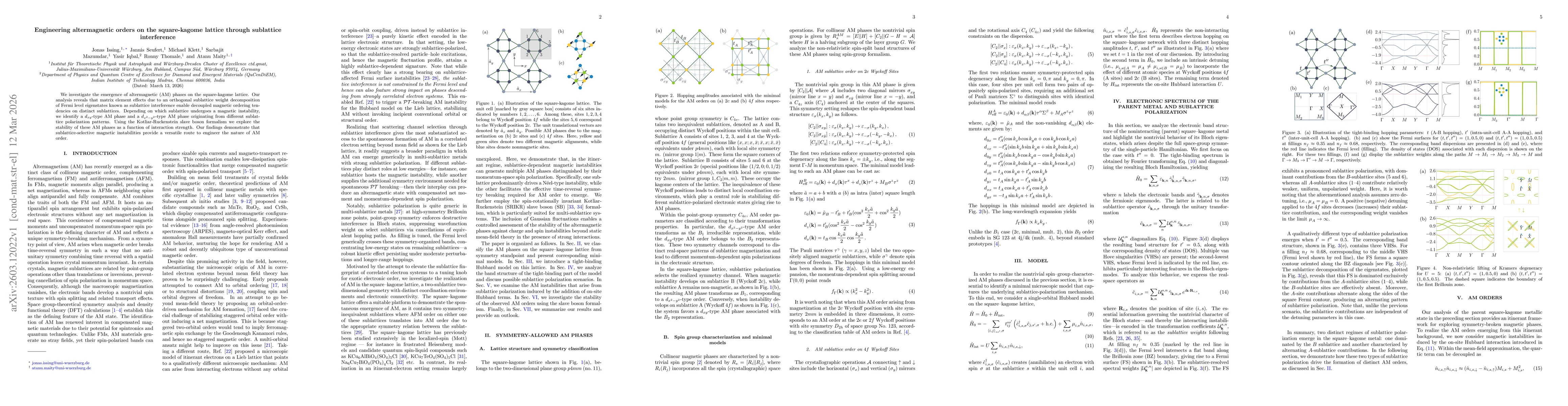 Thumbnail for Engineering altermagnetic orders on the square-kagome lattice through sublattice interference