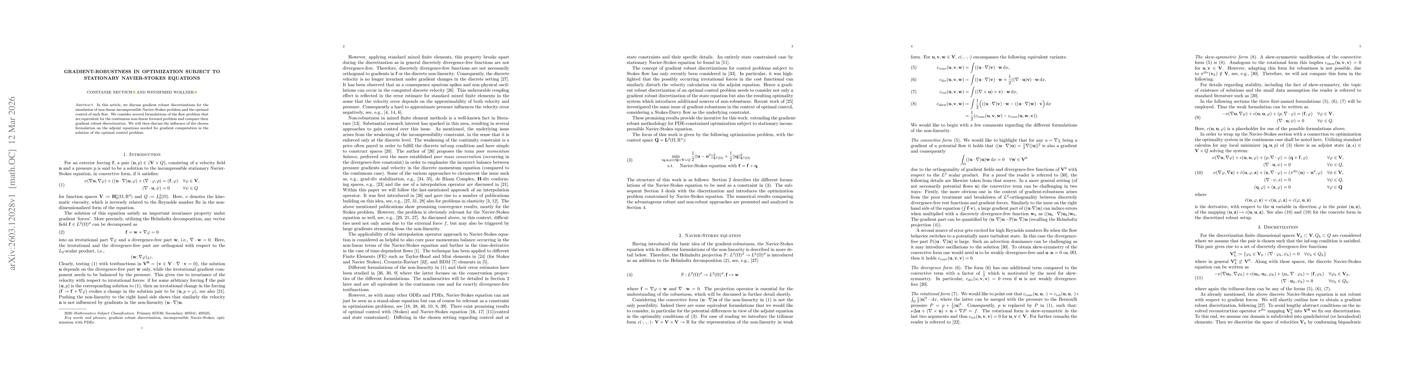 Thumbnail for Gradient-robustness in optimization subject to stationary Navier-Stokes equations