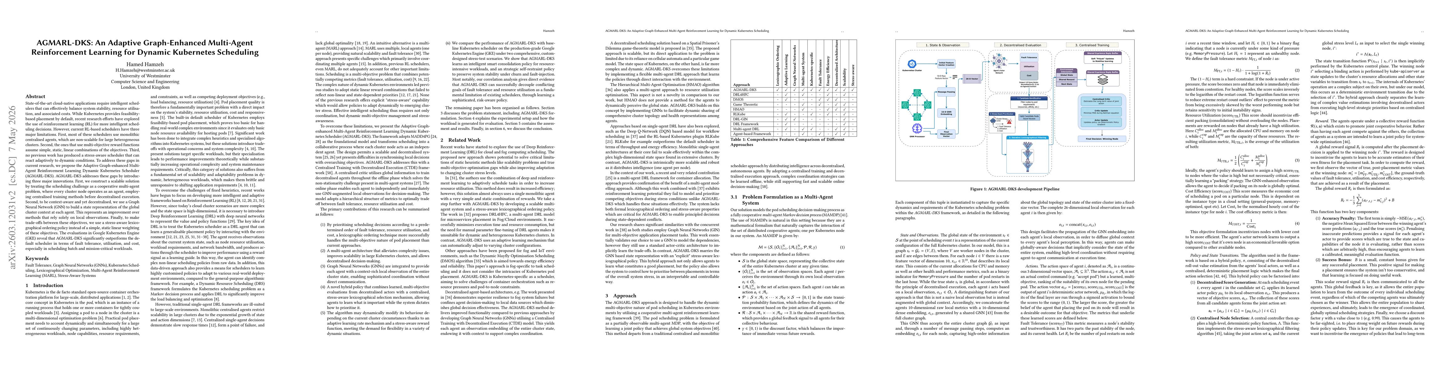 Thumbnail for AGMARL-DKS: An Adaptive Graph-Enhanced Multi-Agent Reinforcement Learning for Dynamic Kubernetes Scheduling