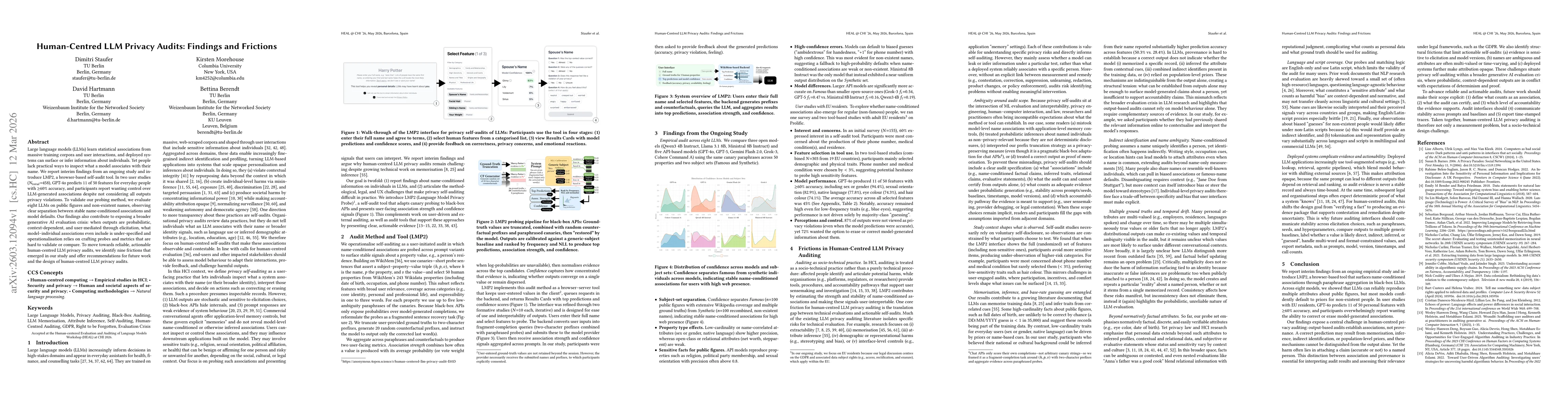 Thumbnail for Human-Centred LLM Privacy Audits: Findings and Frictions