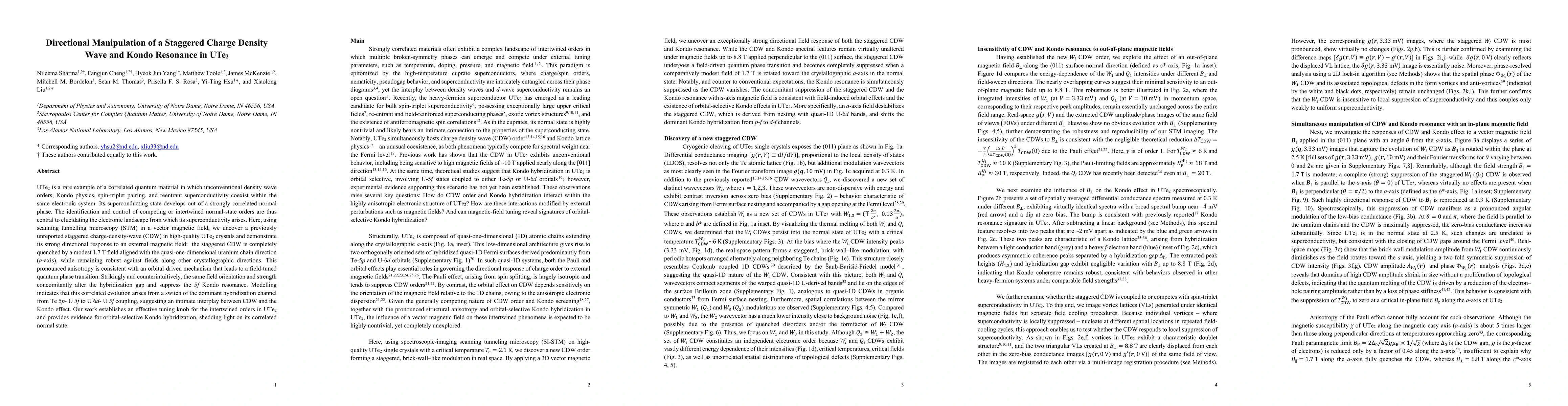 Thumbnail for Directional Manipulation of a Staggered Charge Density Wave and Kondo Resonance in UTe2