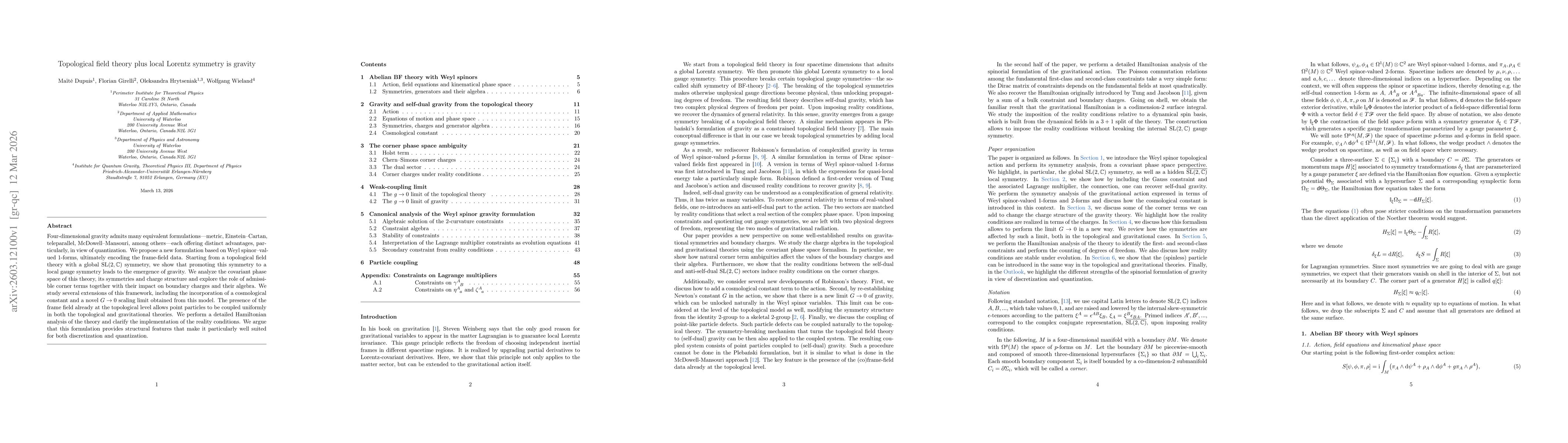 Thumbnail for Topological field theory plus local Lorentz symmetry is gravity