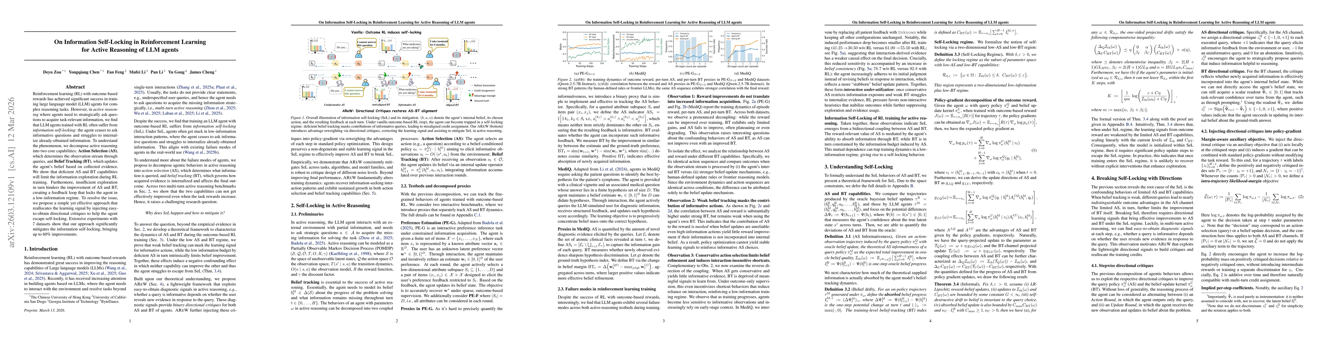 Thumbnail for On Information Self-Locking in Reinforcement Learning for Active Reasoning of LLM agents