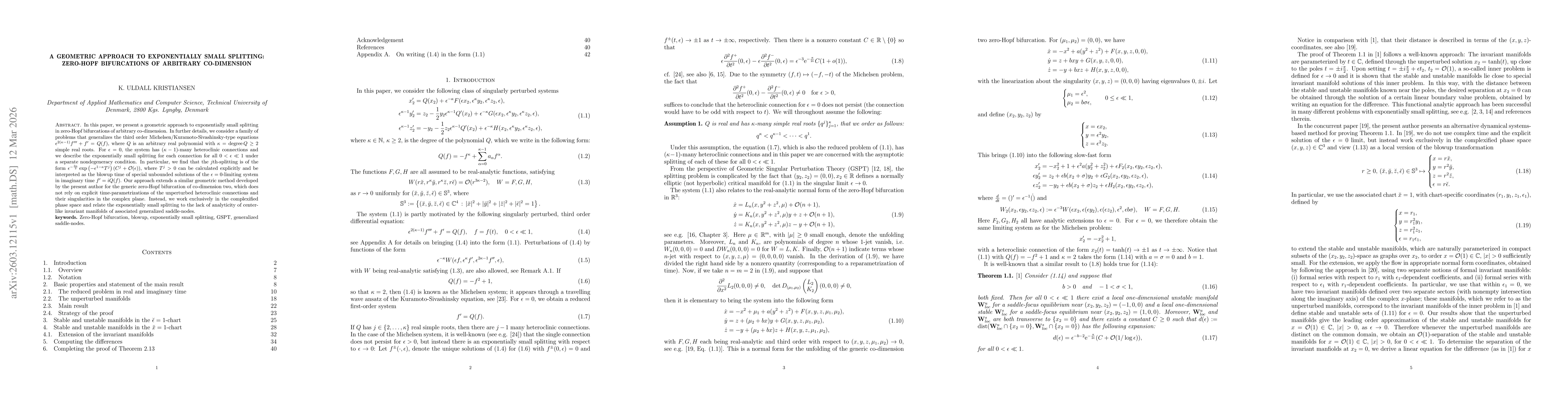 Thumbnail for A geometric approach to exponentially small splitting: Zero-Hopf bifurcations of arbitrary co-dimension