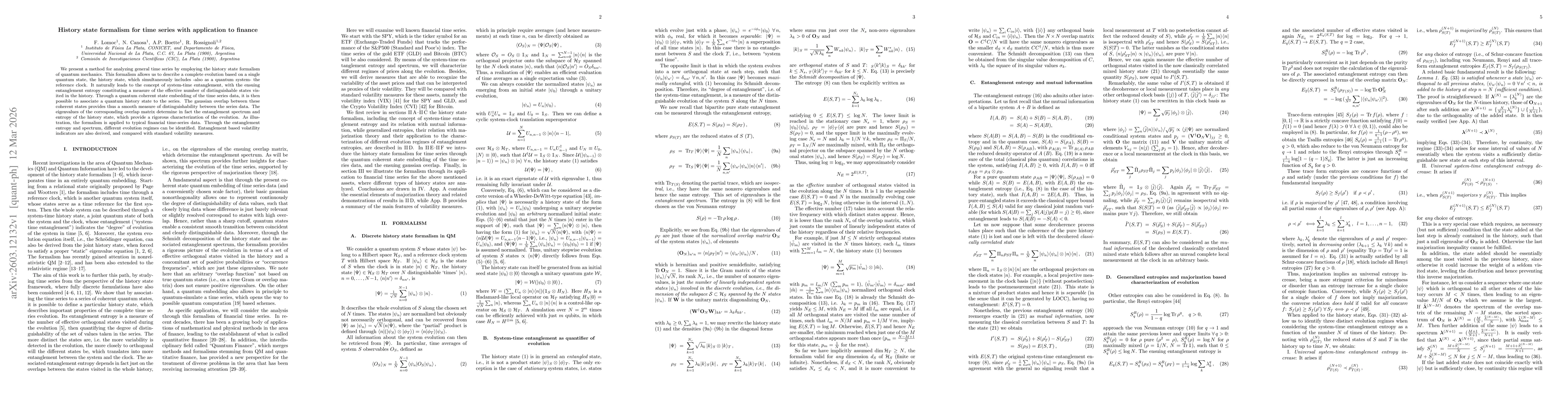 Thumbnail for History state formalism for time series with application to finance