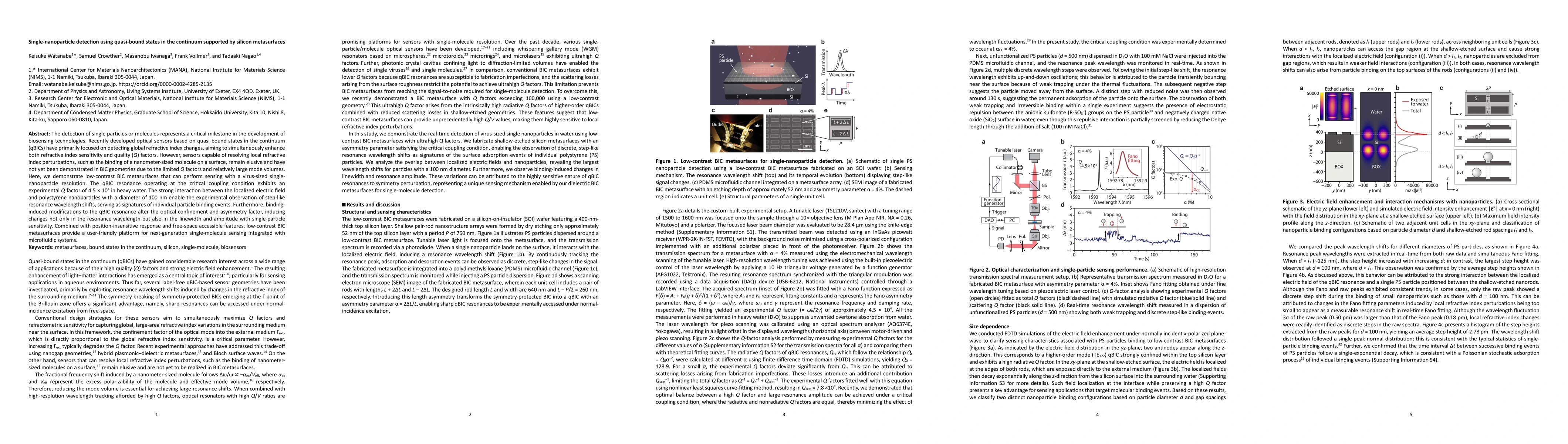 Thumbnail for Single-nanoparticle detection using quasi-bound states in the continuum supported by silicon metasurfaces