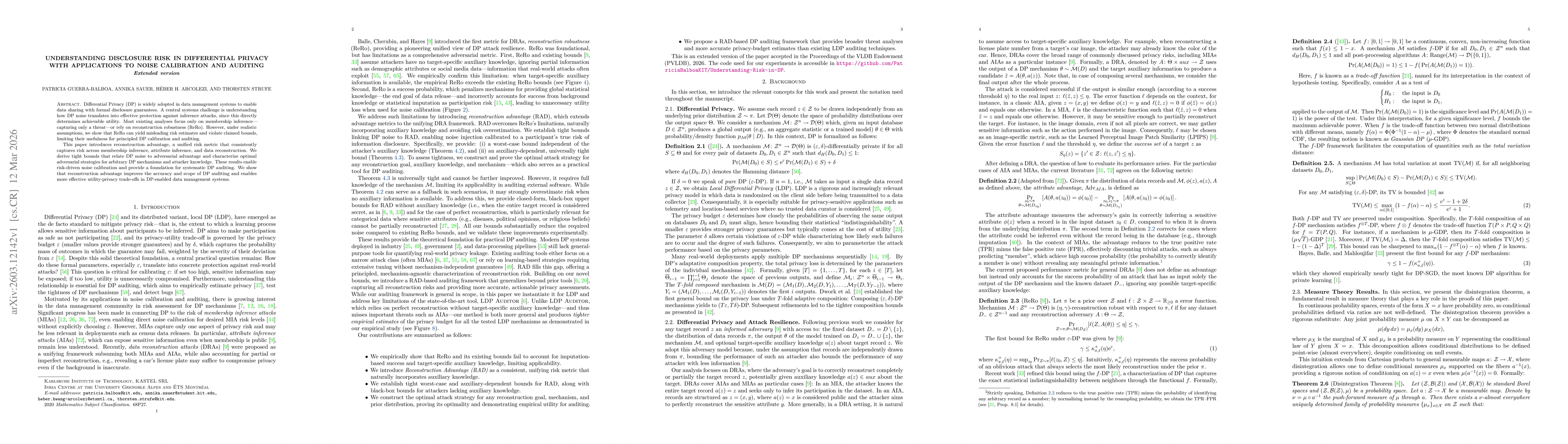 Thumbnail for Understanding Disclosure Risk in Differential Privacy with Applications to Noise Calibration and Auditing (Extended Version)