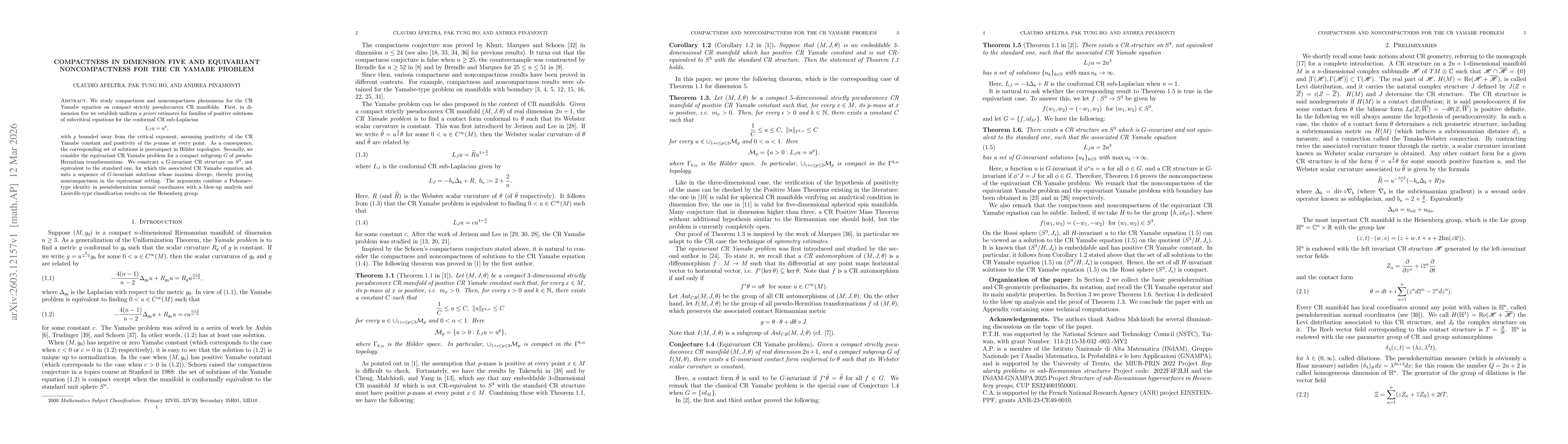 Thumbnail for Compactness in Dimension Five and Equivariant Noncompactness for the CR Yamabe Problem