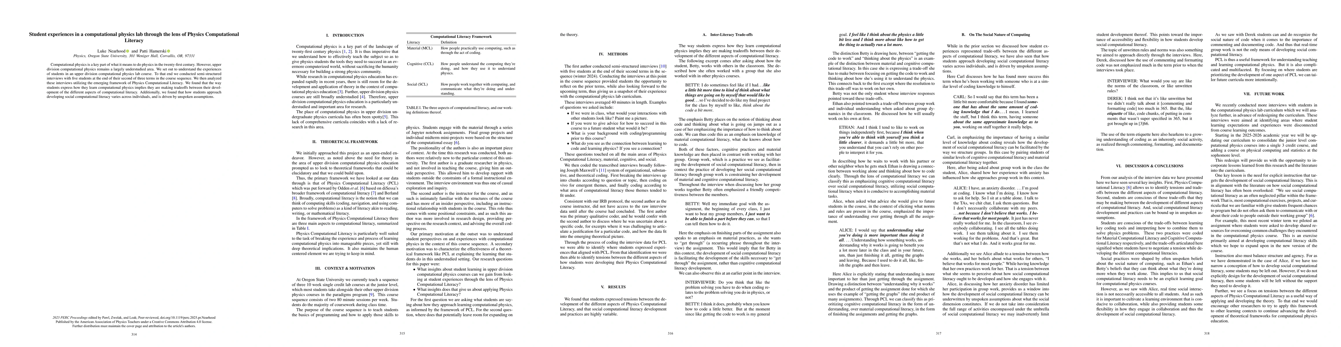 Thumbnail for Student experiences in a computational physics lab through the lens of Physics Computational Literacy