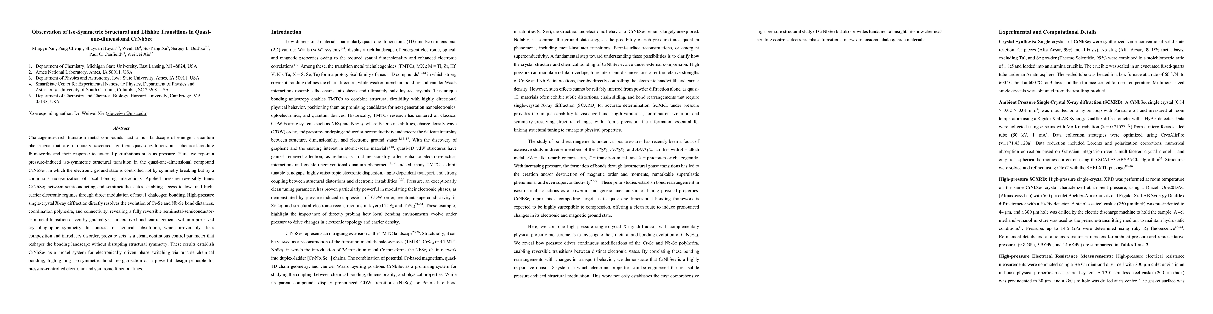 Thumbnail for Observation of Iso-Symmetric Structural and Lifshitz Transitions in Quasi-one-dimensional CrNbSe$_5$