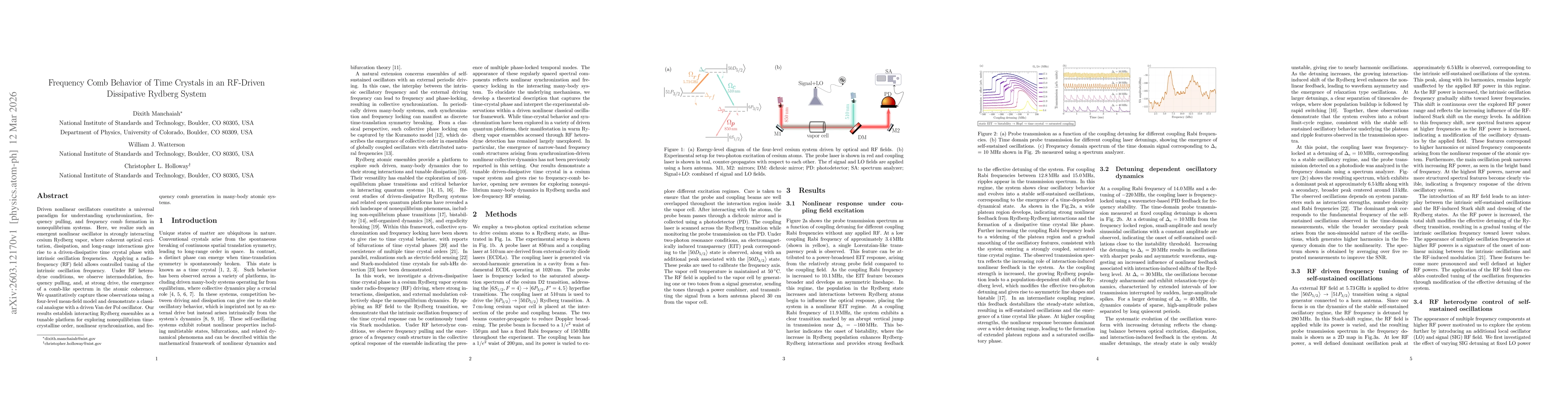 Thumbnail for Frequency Comb Behavior of Time Crystals in an RF-Driven Dissipative Rydberg System