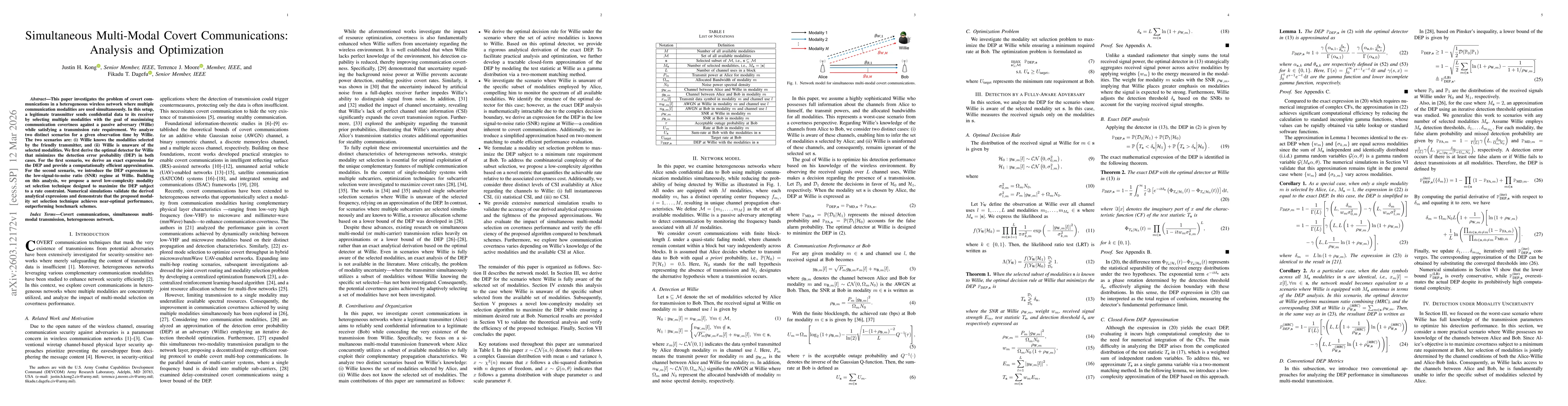 Thumbnail for Simultaneous Multi-Modal Covert Communications: Analysis and Optimization