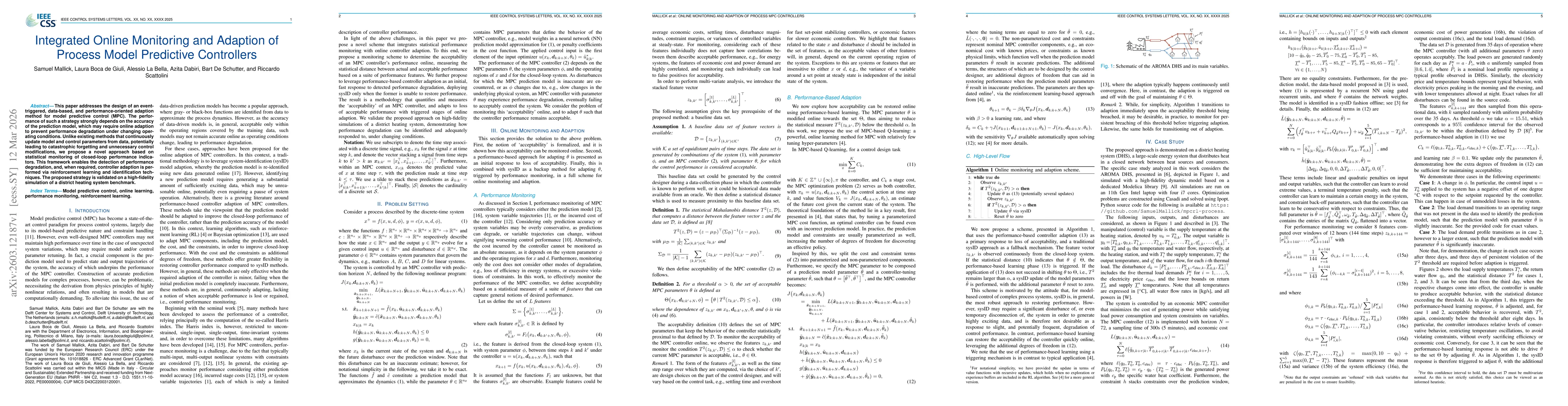Thumbnail for Integrated Online Monitoring and Adaption of Process Model Predictive Controllers
