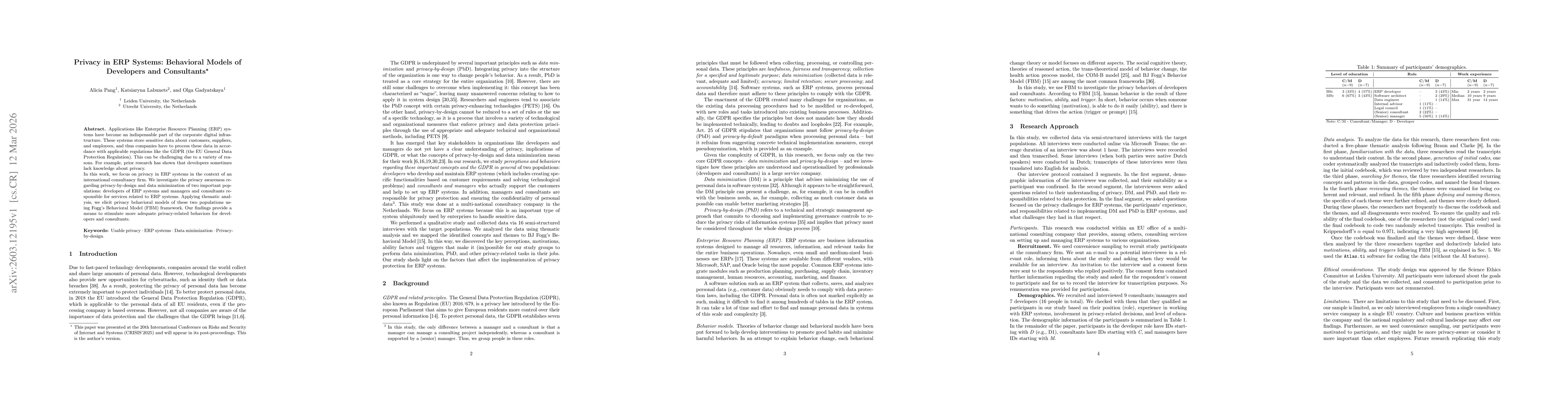 Thumbnail for Privacy in ERP Systems: Behavioral Models of Developers and Consultants