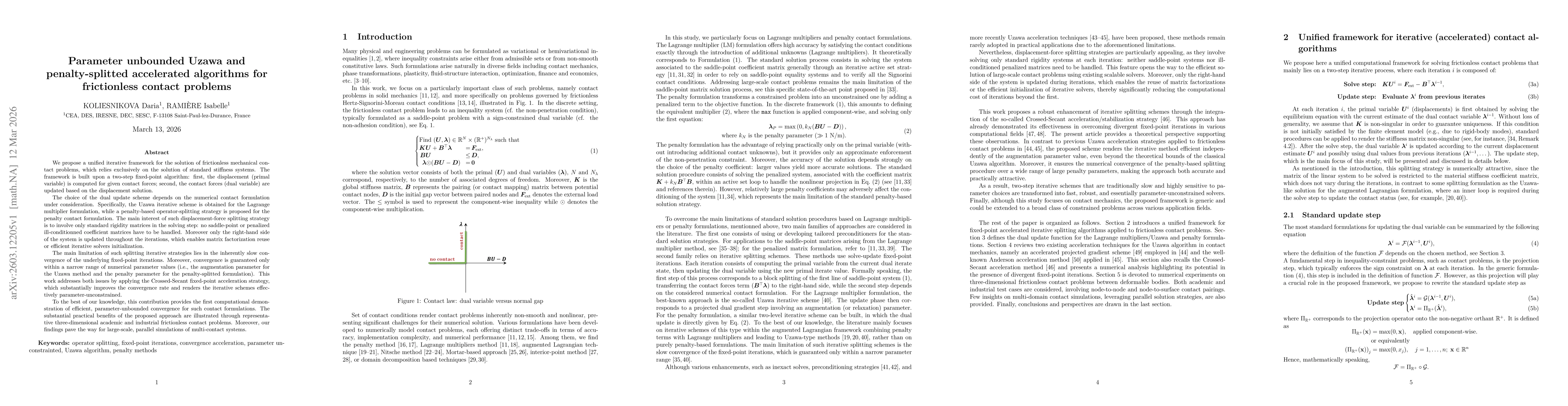 Thumbnail for Parameter unbounded Uzawa and penalty-splitted accelerated algorithms for frictionless contact problems