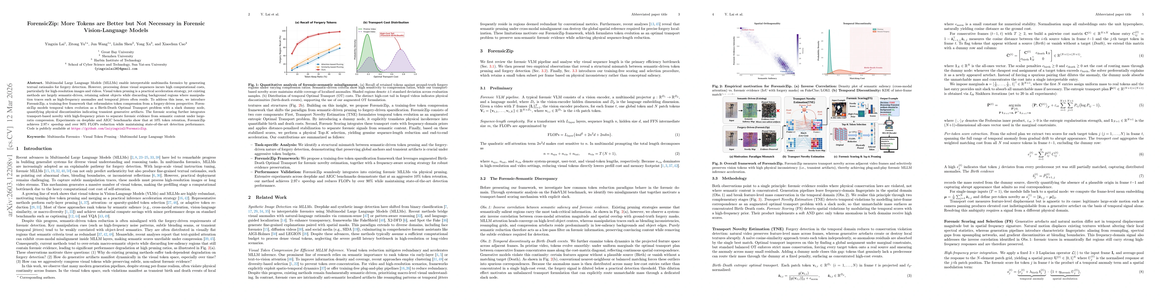 Thumbnail for ForensicZip: More Tokens are Better but Not Necessary in Forensic Vision-Language Models