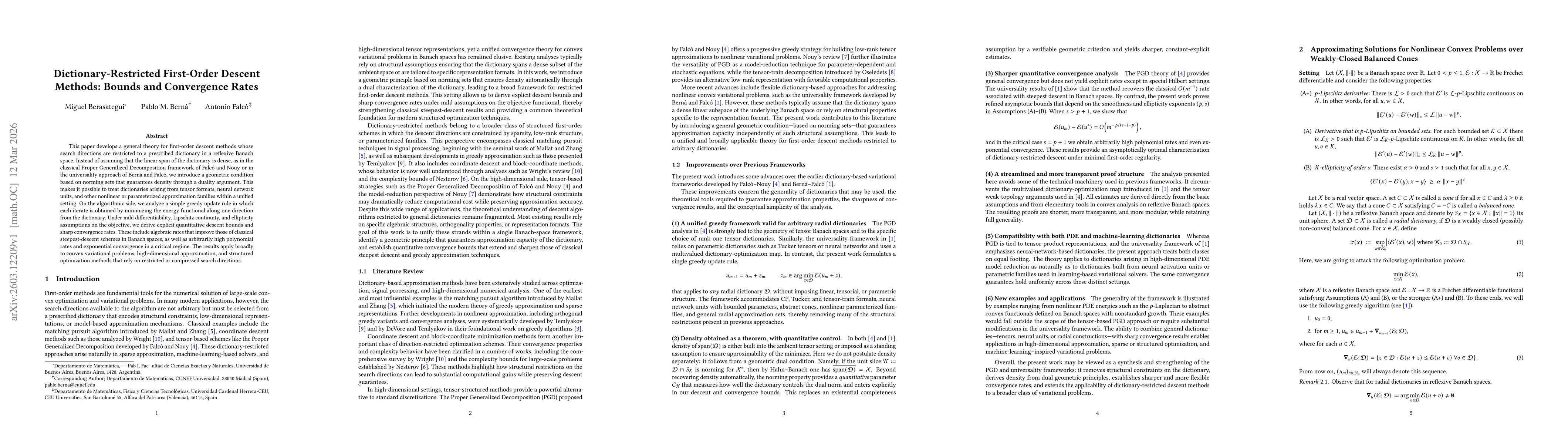 Thumbnail for Dictionary-Restricted First-Order Descent Methods: Bounds and Convergence Rates