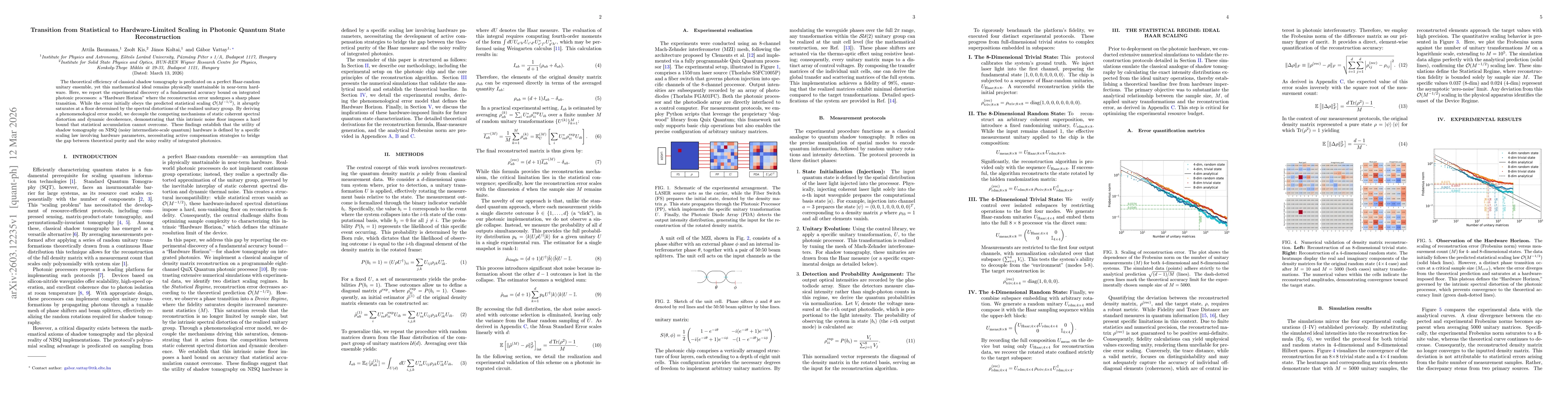 Thumbnail for Transition from Statistical to Hardware-Limited Scaling in Photonic Quantum State Reconstruction
