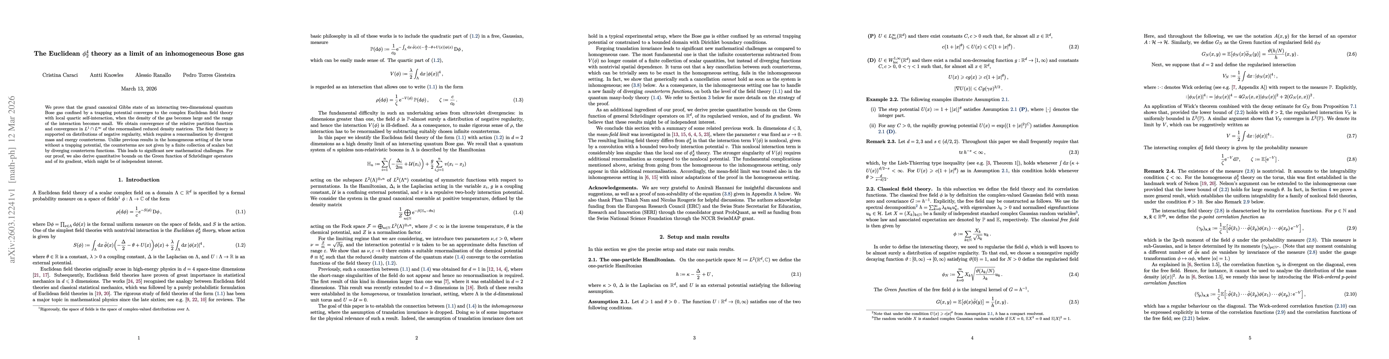 Thumbnail for The Euclidean $φ^4_2$ theory as a limit of an inhomogeneous Bose gas