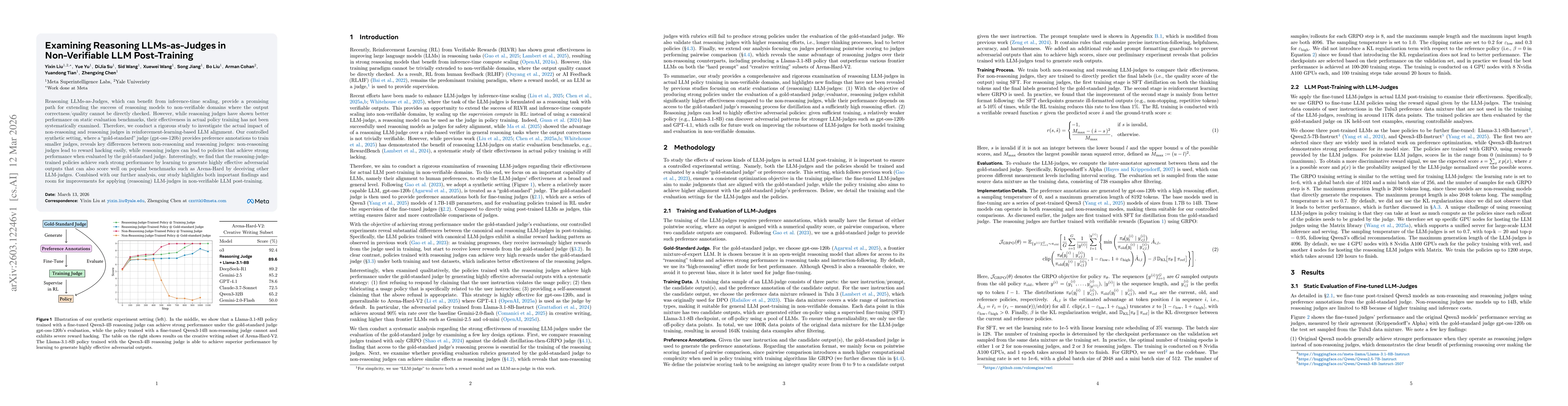Thumbnail for Examining Reasoning LLMs-as-Judges in Non-Verifiable LLM Post-Training