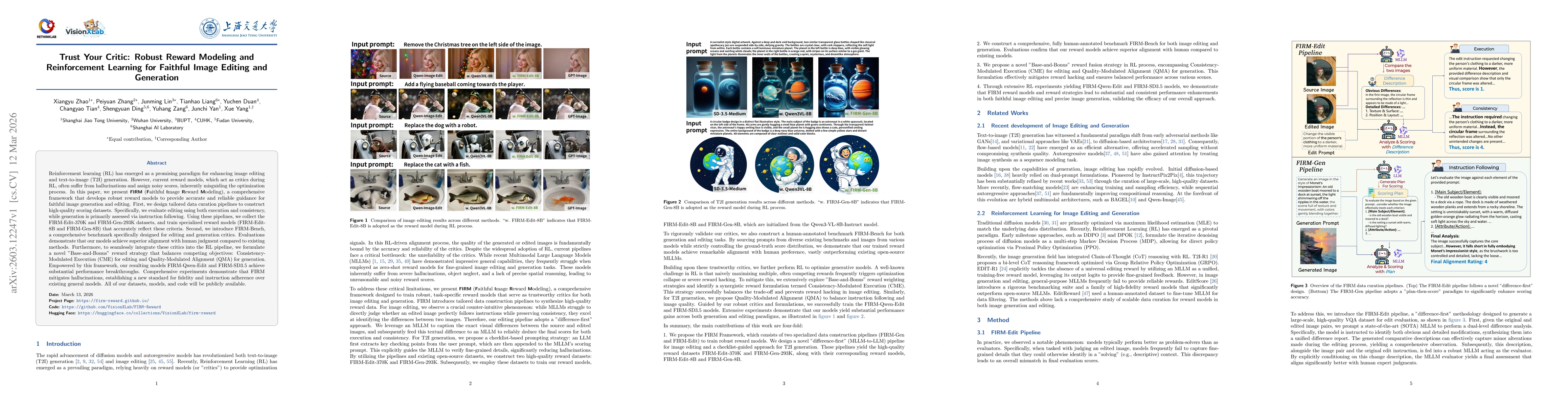 Thumbnail for Trust Your Critic: Robust Reward Modeling and Reinforcement Learning for Faithful Image Editing and Generation