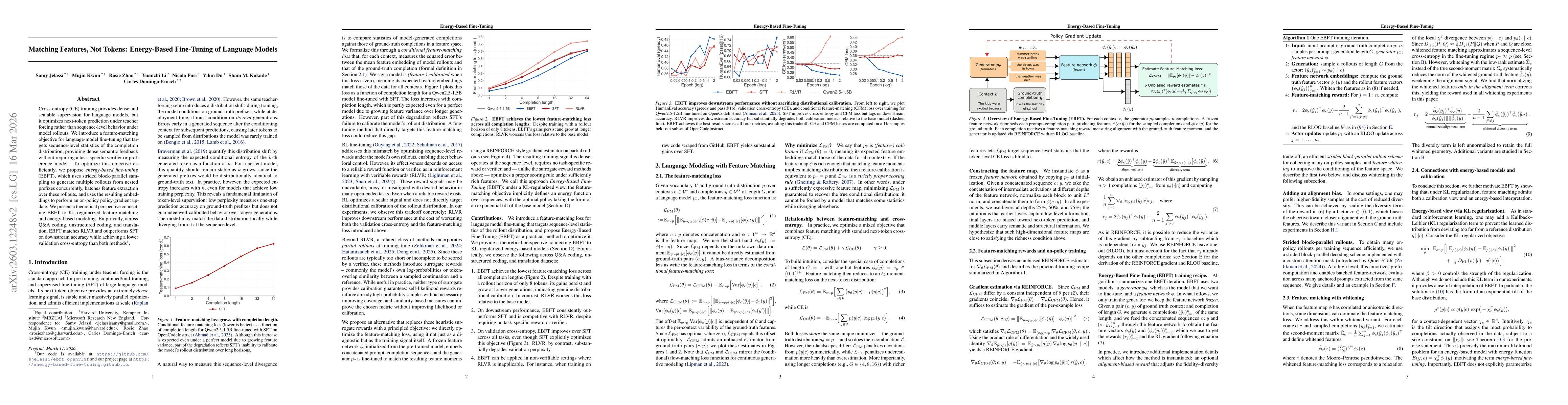 Thumbnail for Matching Features, Not Tokens: Energy-Based Fine-Tuning of Language Models