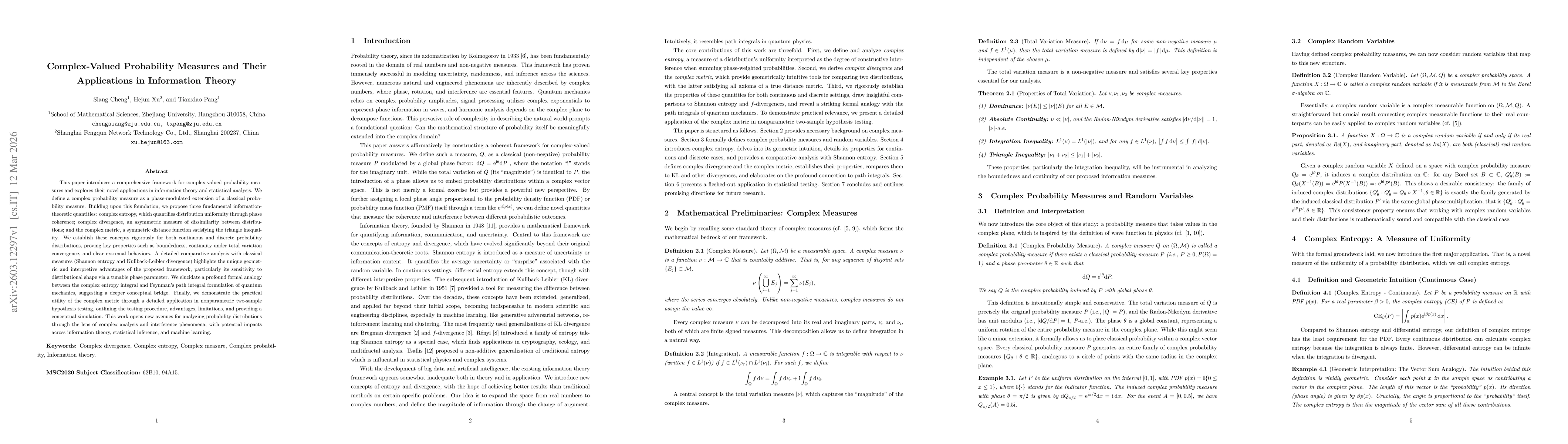 Thumbnail for Complex-Valued Probability Measures and Their Applications in Information Theory