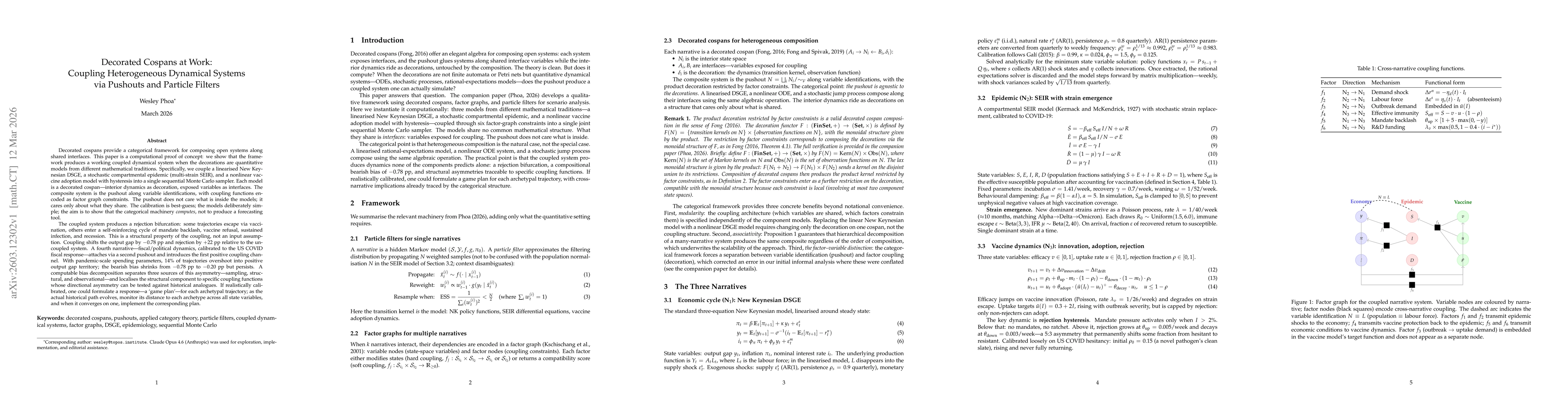 Thumbnail for Decorated Cospans at Work: Coupling Heterogeneous Dynamical Systems via Pushouts and Particle Filters