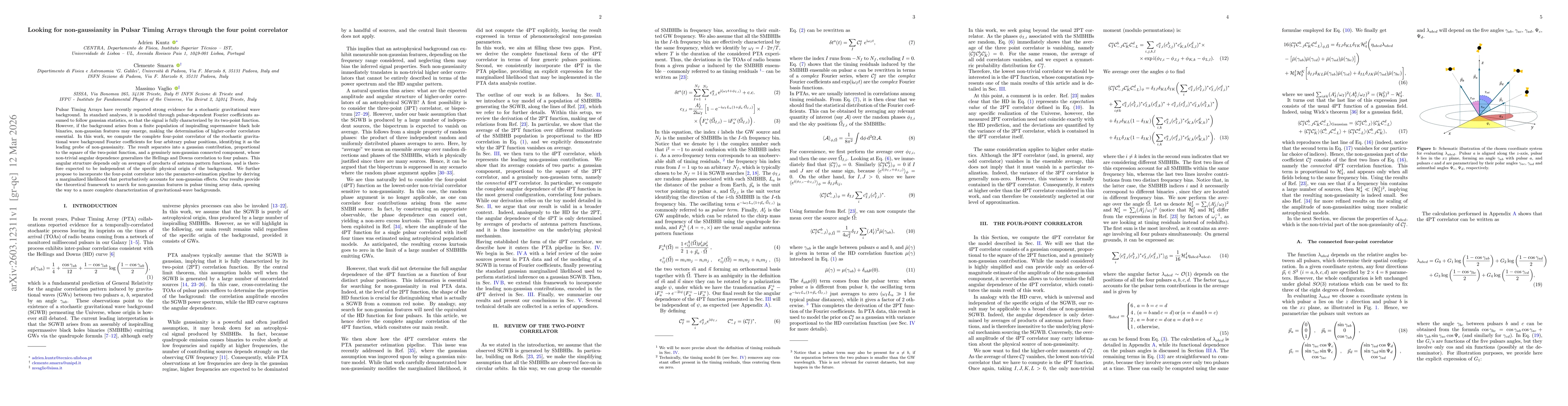 Thumbnail for Looking for non-gaussianity in Pulsar Timing Arrays through the four point correlator