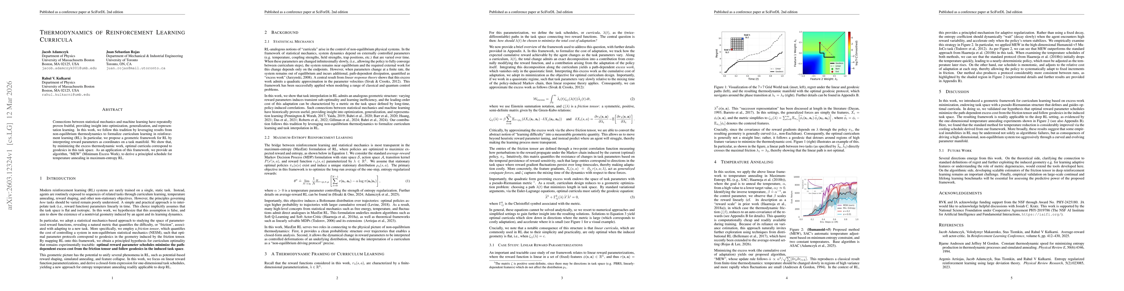 Thumbnail for Thermodynamics of Reinforcement Learning Curricula