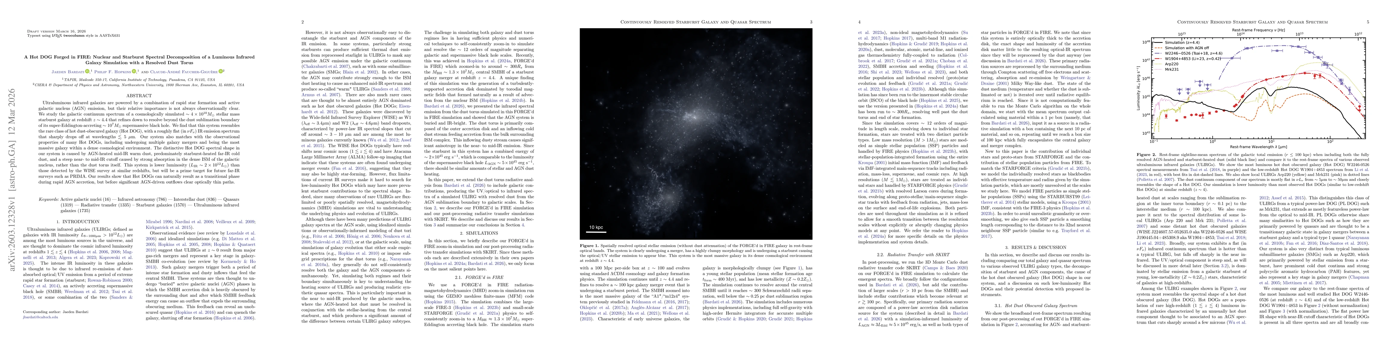 Thumbnail for A Hot DOG Forged in FIRE: Nuclear and Starburst Spectral Decomposition of a Luminous Infrared Galaxy Simulation with a Resolved Dust Torus