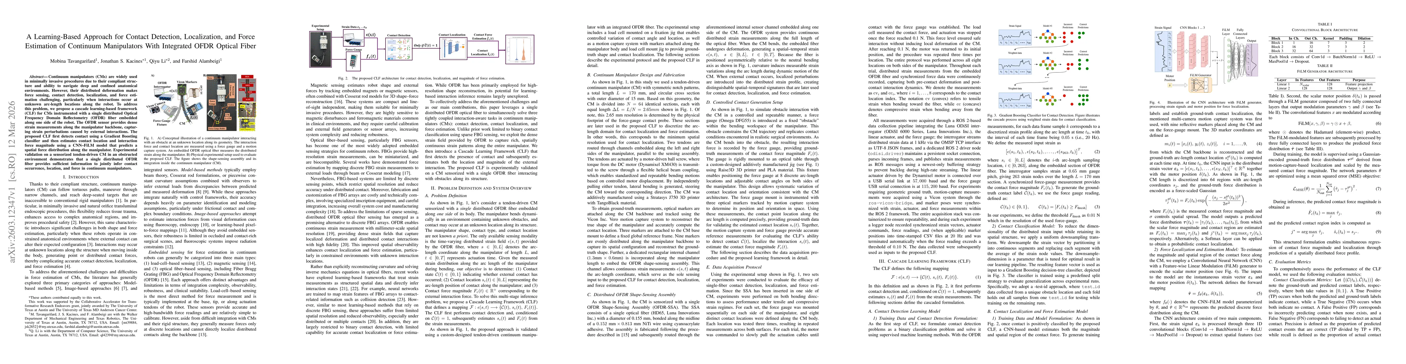 Thumbnail for A Learning-Based Approach for Contact Detection, Localization, and Force Estimation of Continuum Manipulators With Integrated OFDR Optical Fiber