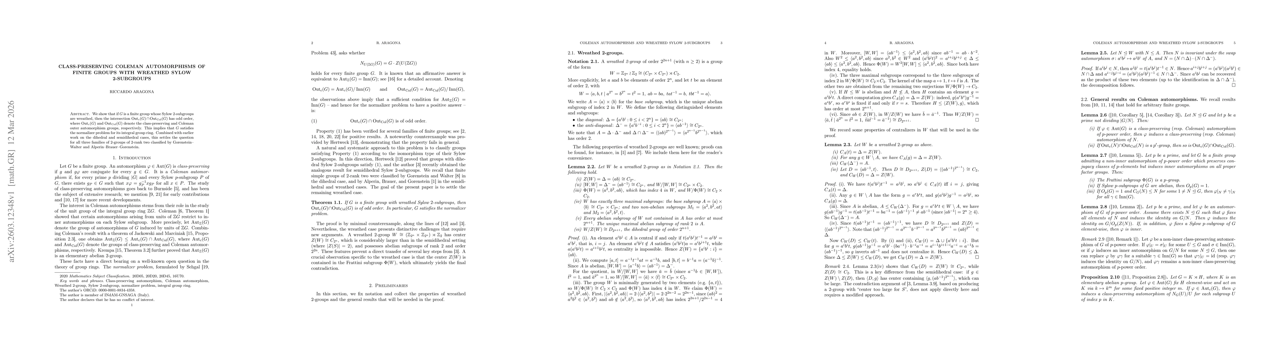 Thumbnail for Class-preserving Coleman automorphisms of finite groups with Wreathed Sylow 2-subgroups