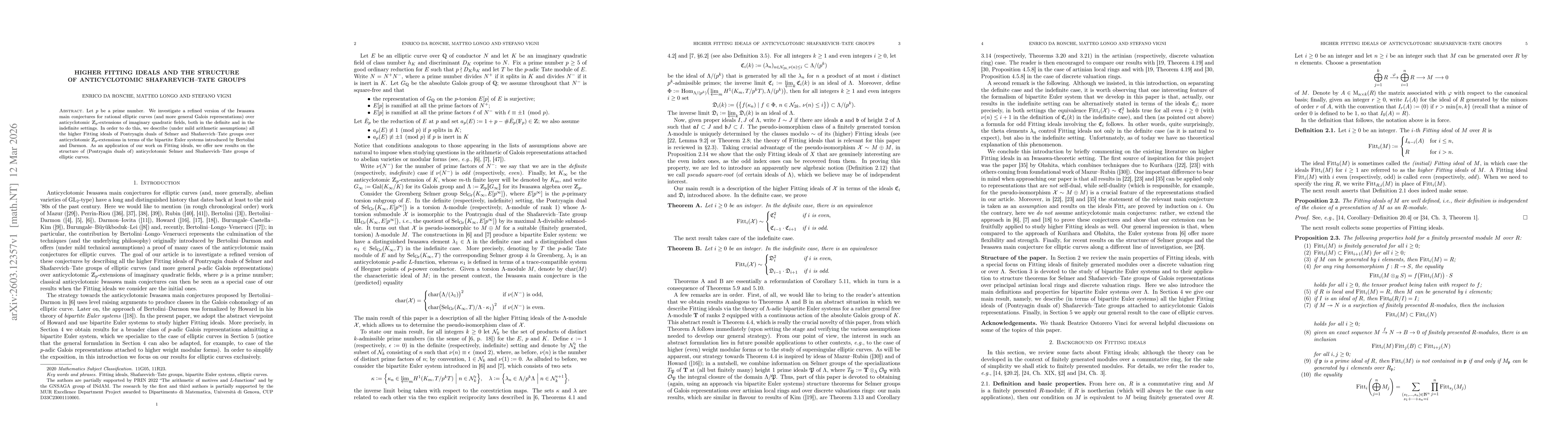 Thumbnail for Higher Fitting ideals and the structure of anticyclotomic Shafarevich-Tate groups