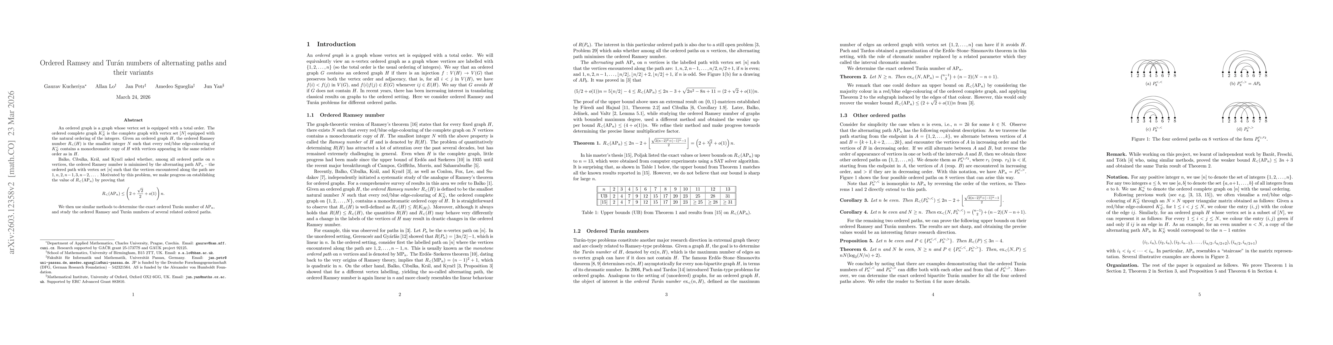 Thumbnail for Ordered Ramsey and Turán numbers of alternating paths and their variants