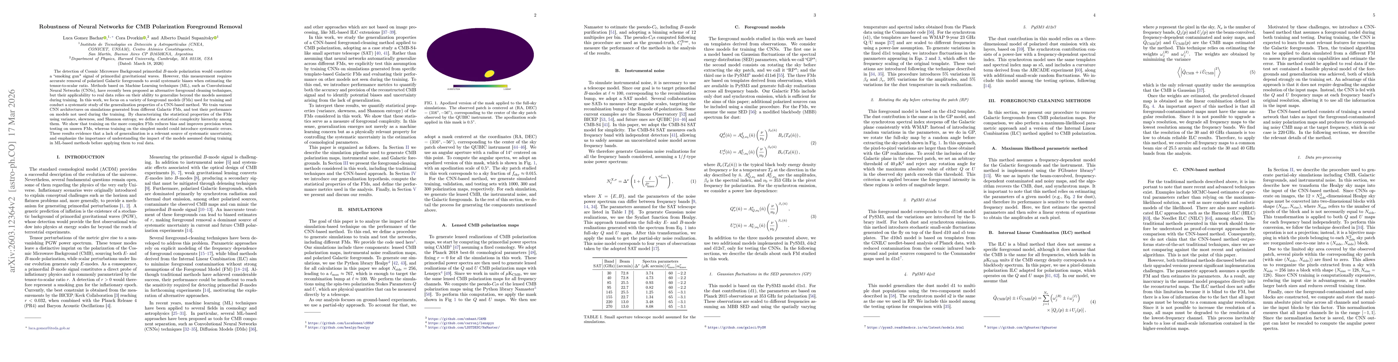 Thumbnail for Robustness of Neural Networks for CMB Polarization Foreground Removal