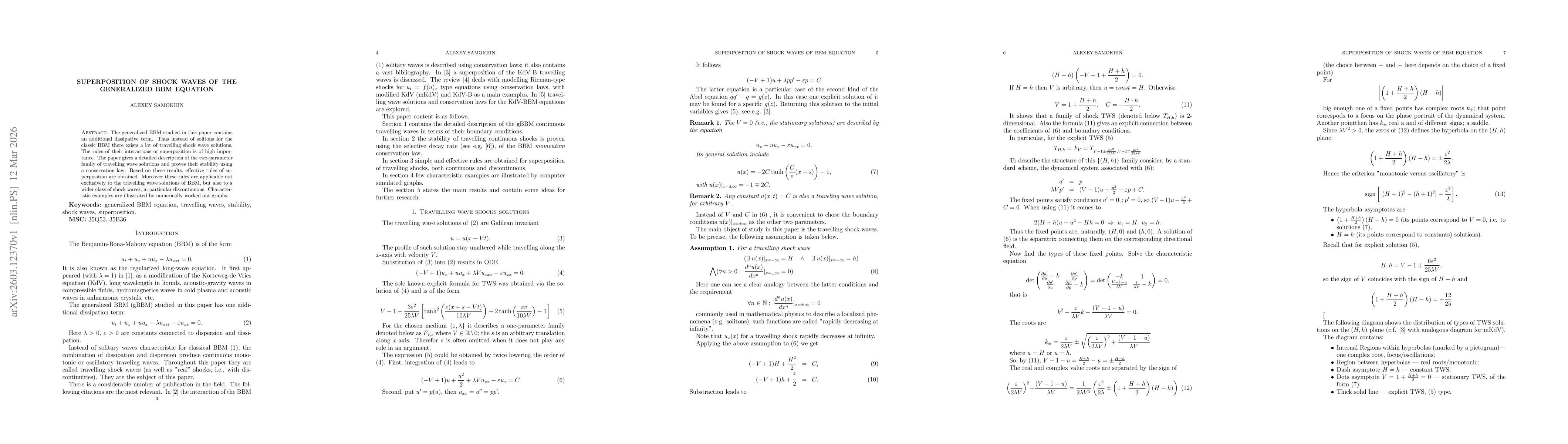 Thumbnail for Superposition of shock waves of the generalized BBM equation