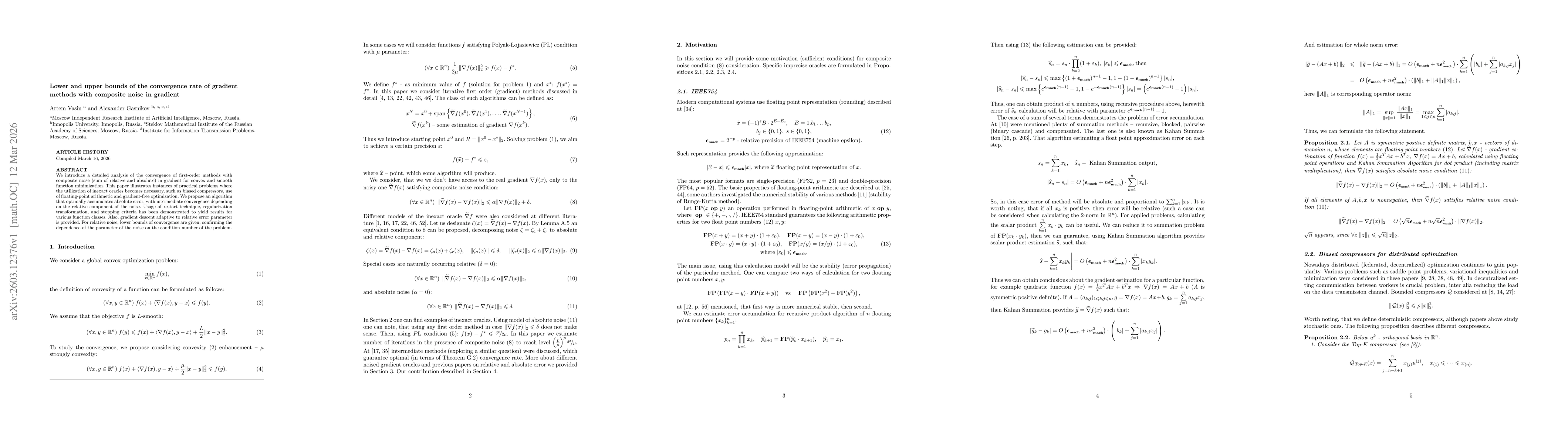 Thumbnail for Lower and upper bounds of the convergence rate of gradient methods with composite noise in gradient