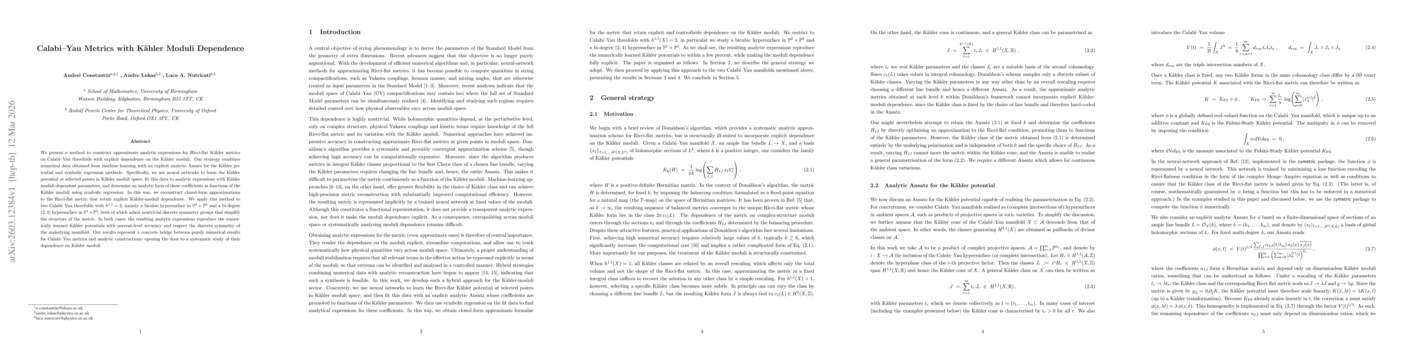 Thumbnail for Calabi-Yau Metrics with Kähler Moduli Dependence
