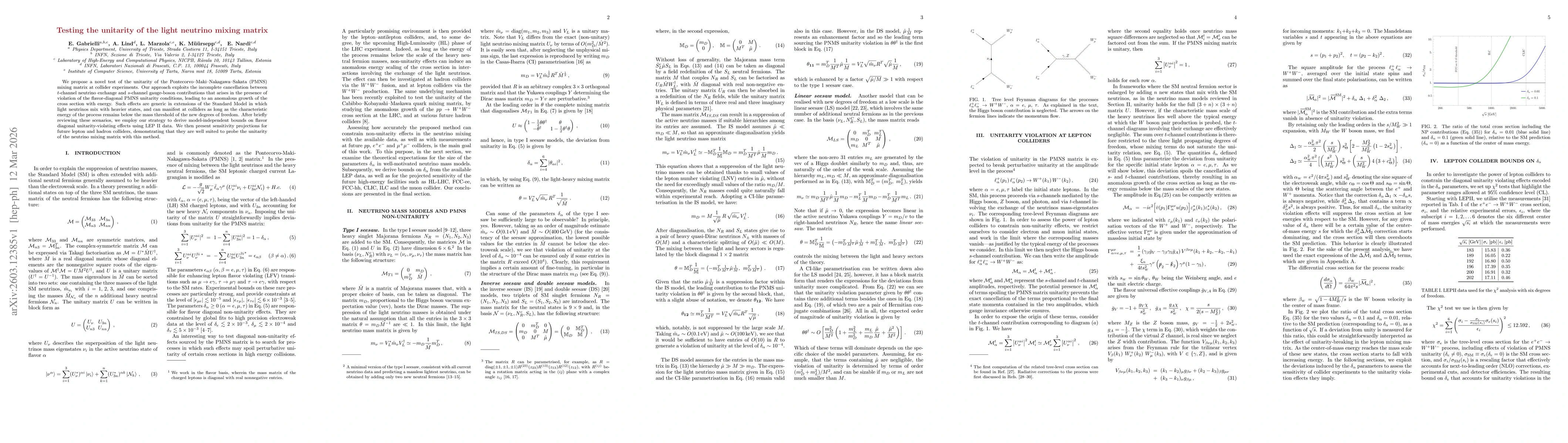 Thumbnail for Testing the unitarity of the light neutrino mixing matrix