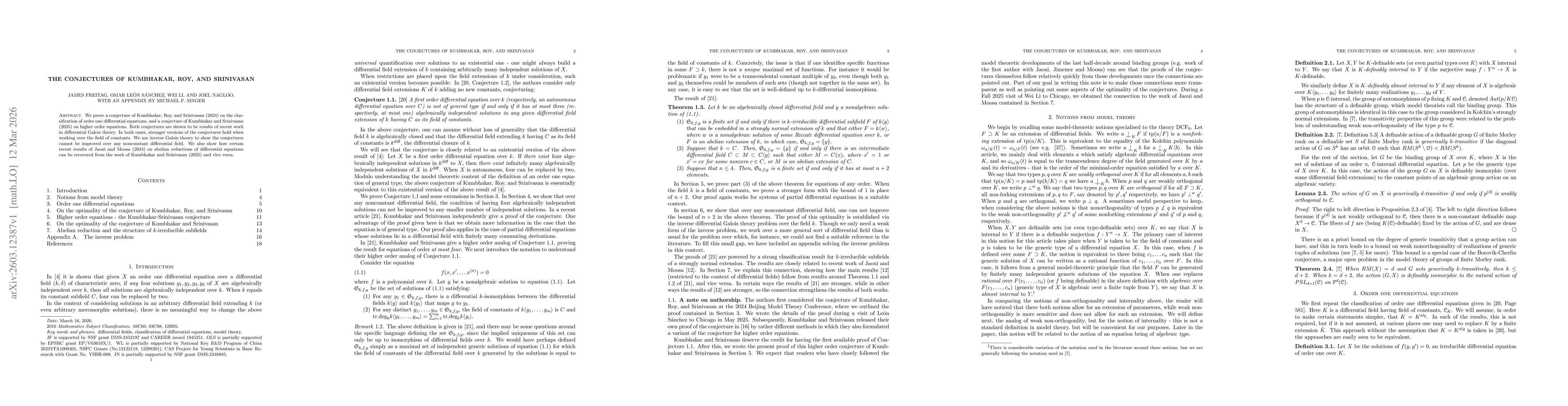 Thumbnail for The conjectures of Kumbhakar, Roy, and Srinivasan