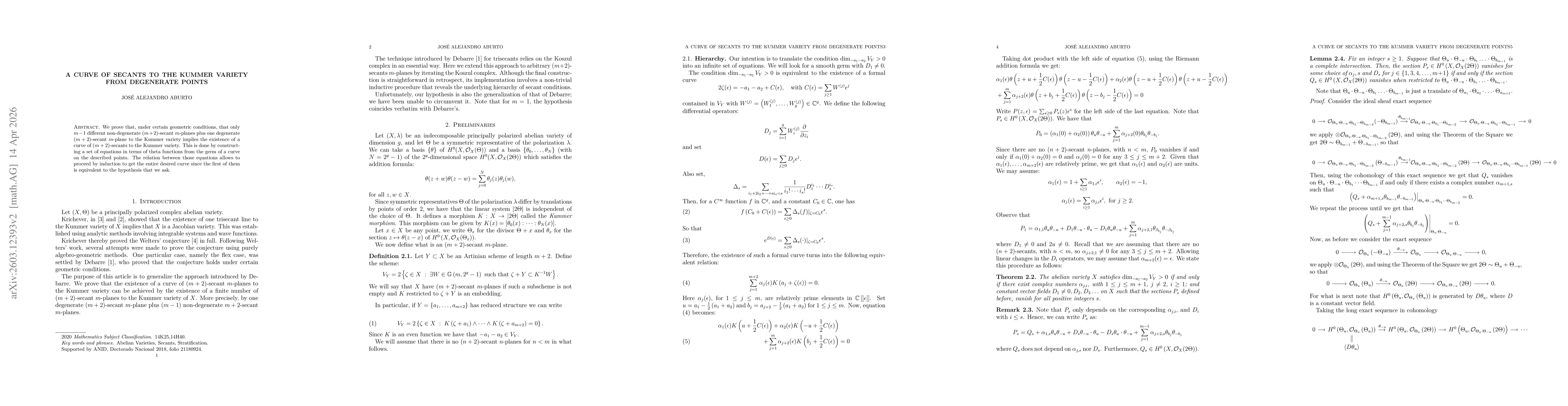 Thumbnail for A Curve of Secants to the Kummer Variety from Degenerated Points