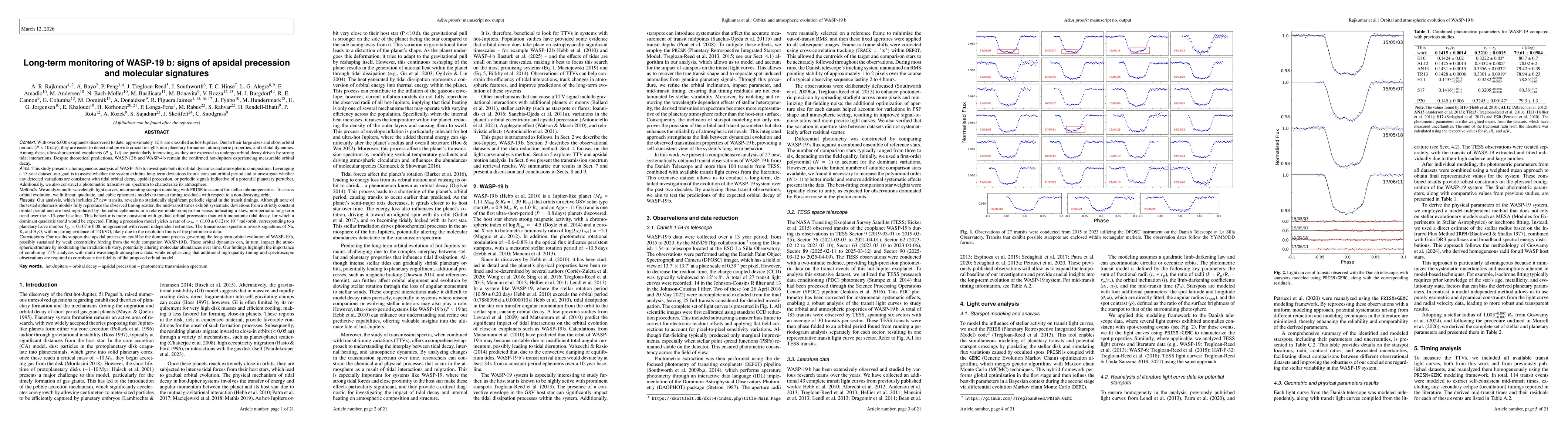 Thumbnail for Long-term monitoring of WASP-19 b: Signs of apsidal precession and molecular signatures