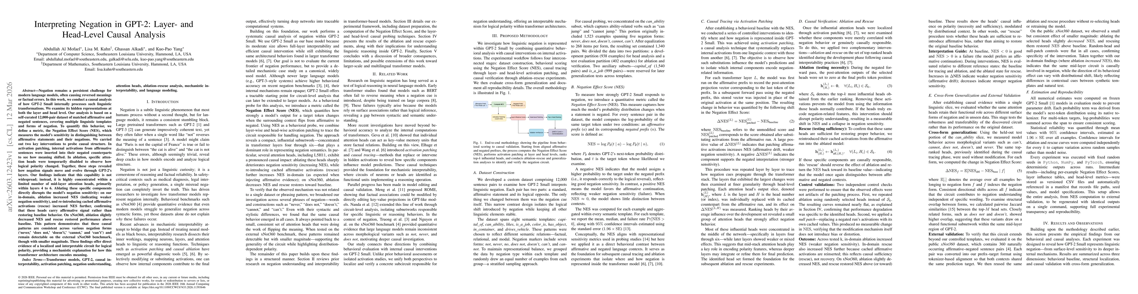 Thumbnail for Interpreting Negation in GPT-2: Layer- and Head-Level Causal Analysis