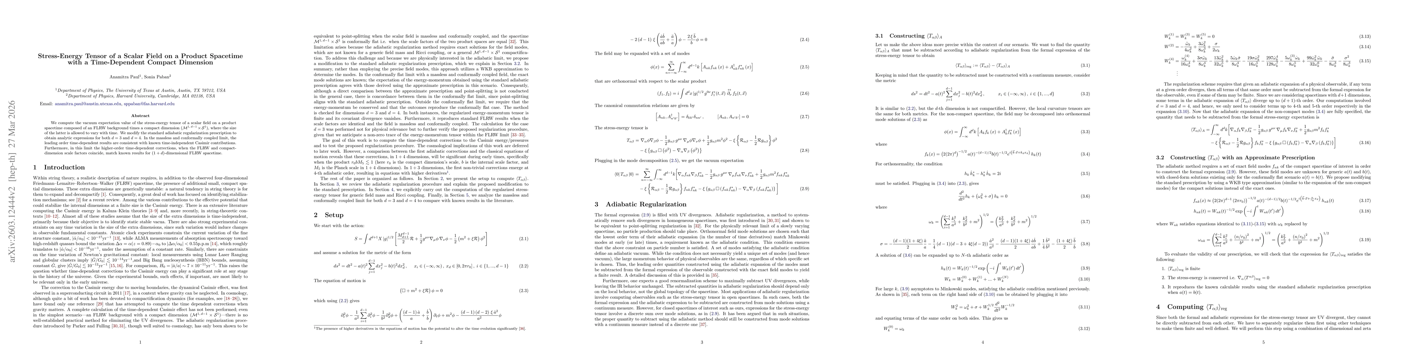 Thumbnail for Stress-Energy Tensor of a Scalar Field on a Product Spacetime with a Time-Dependent Compact Dimension