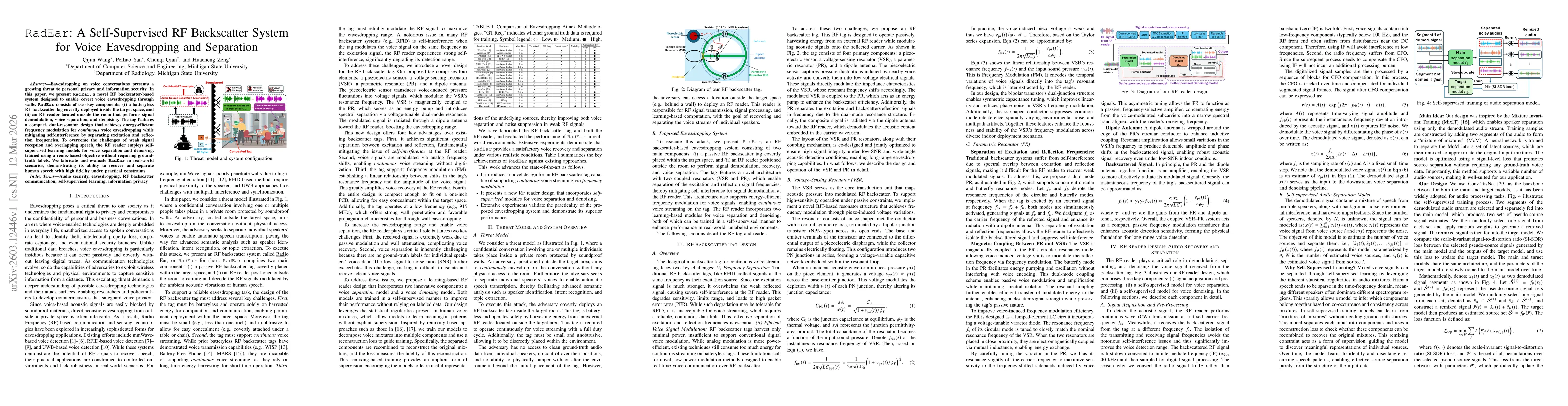 Thumbnail for RadEar: A Self-Supervised RF Backscatter System for Voice Eavesdropping and Separation