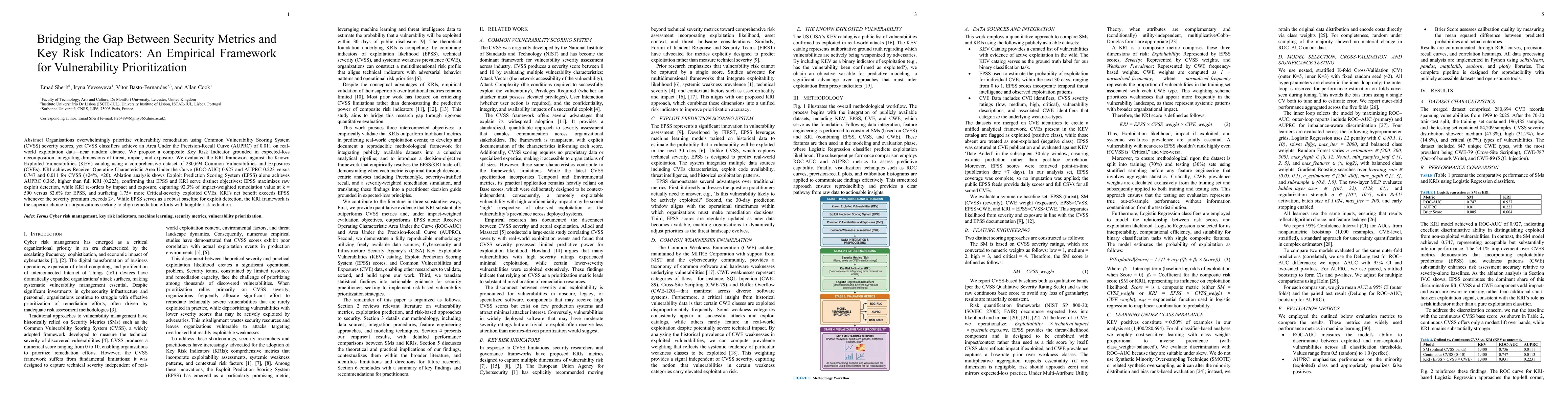 Thumbnail for Bridging the Gap Between Security Metrics and Key Risk Indicators: An Empirical Framework for Vulnerability Prioritization