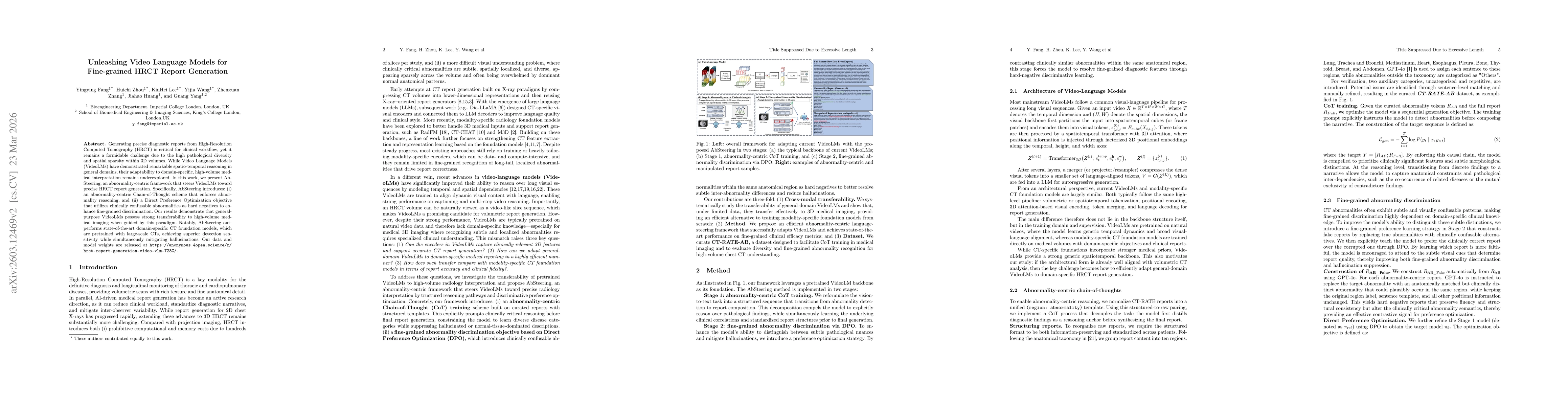 Thumbnail for Unleashing Video Language Models for Fine-grained HRCT Report Generation