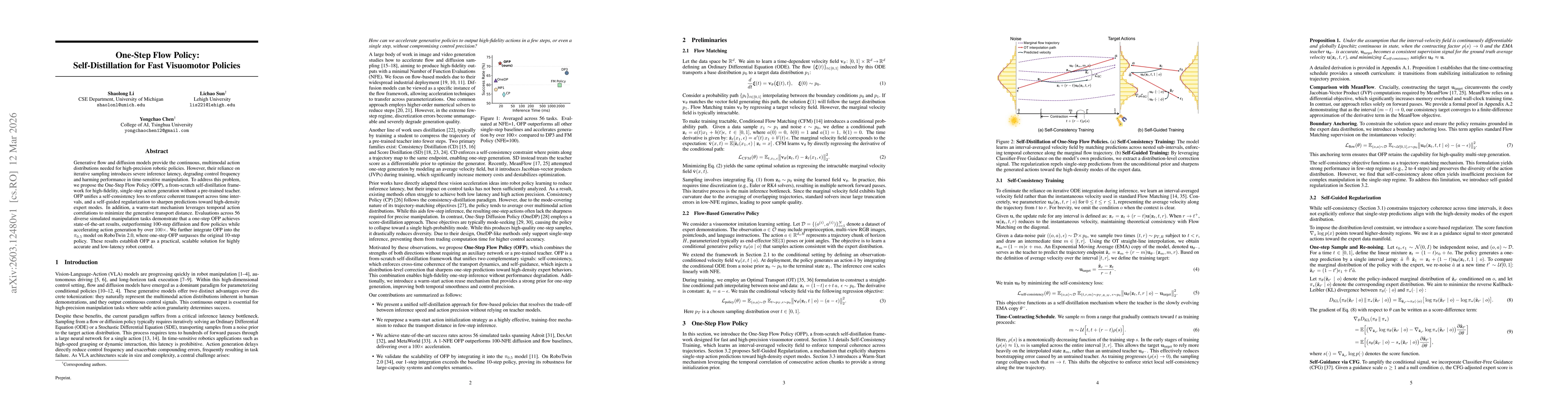 Thumbnail for One-Step Flow Policy: Self-Distillation for Fast Visuomotor Policies